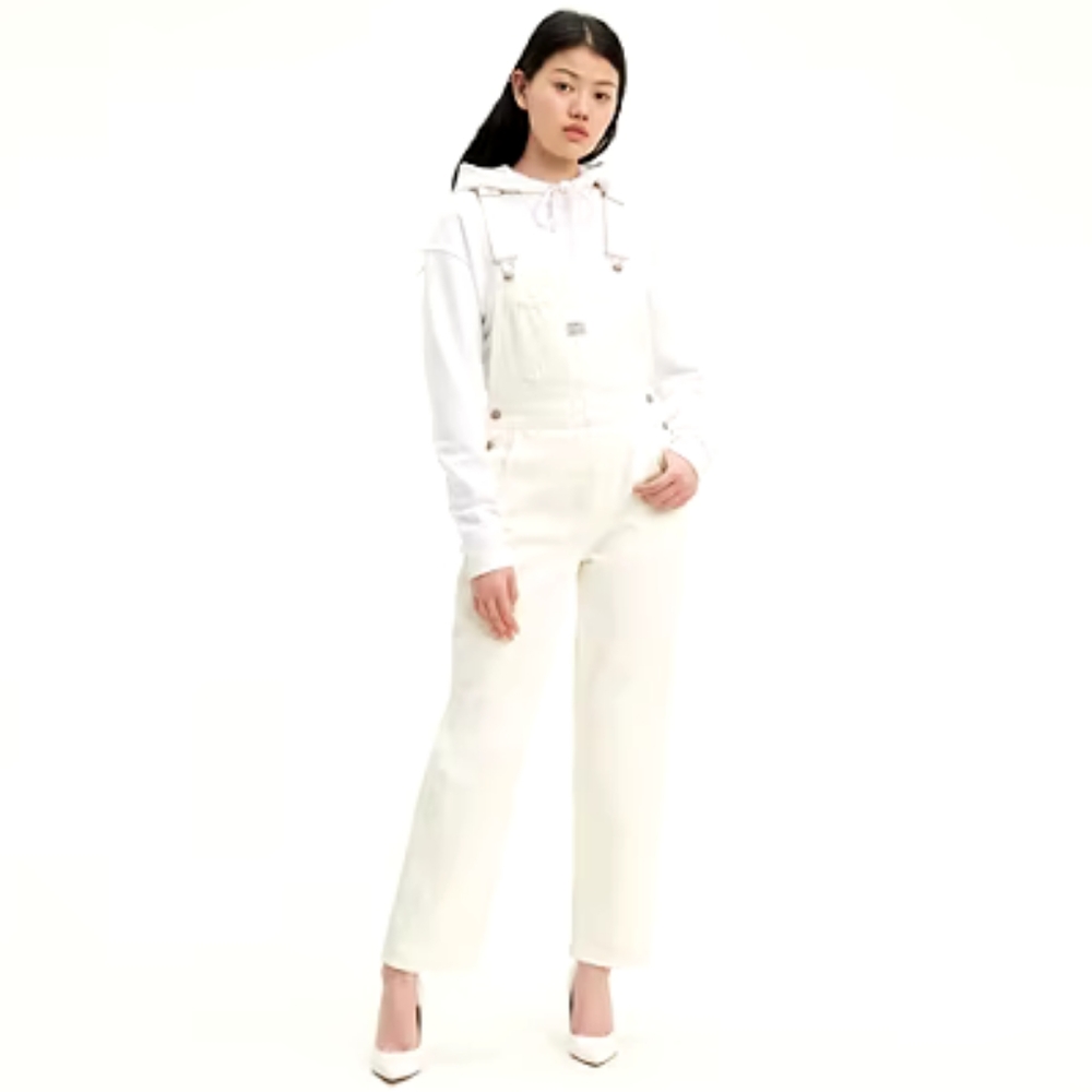 White Levi's utility loose overalls